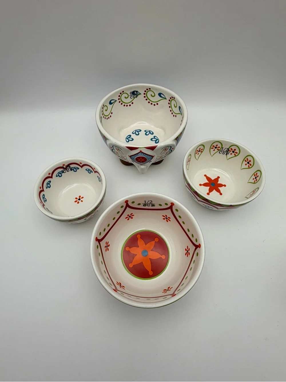 Pier 1 Imports Elephant Nesting Measuring Bowl Set Hand Painted Dolomite 4 Pc